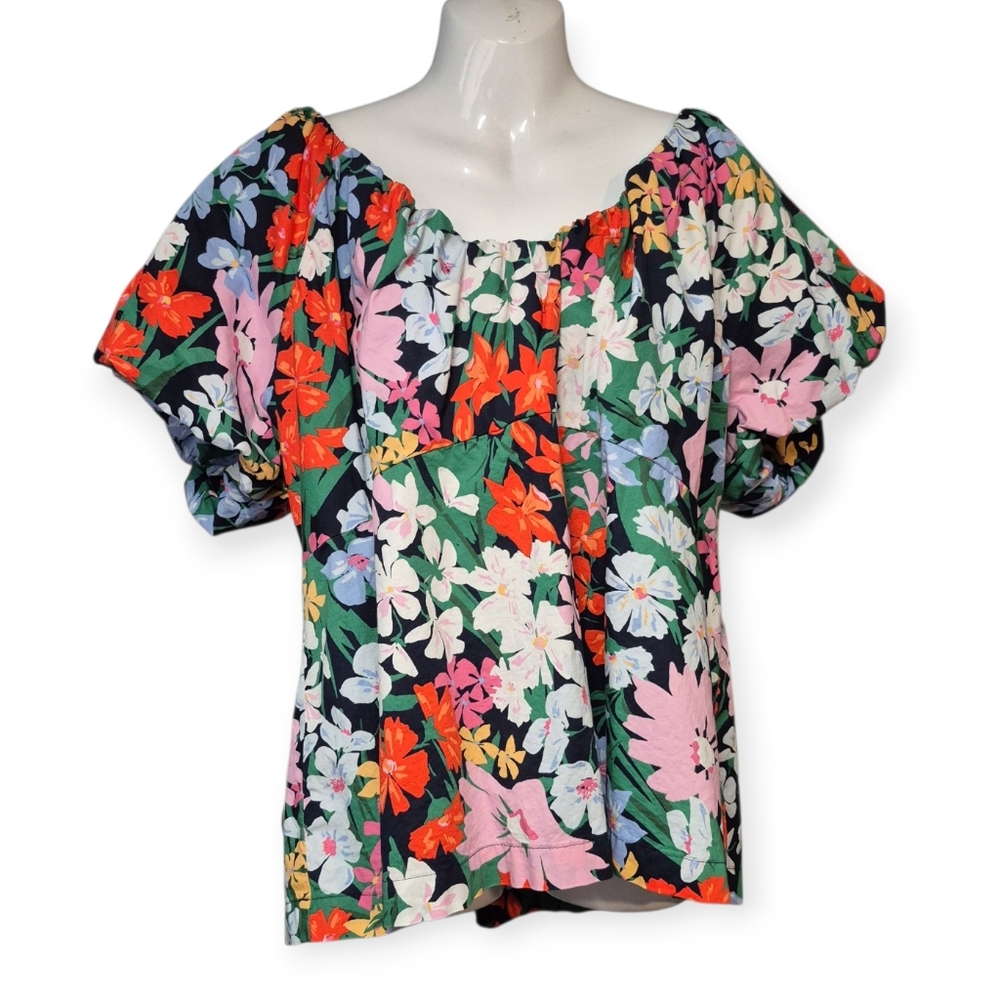 🔷️Old Navy Puff Sleeve Floral Top Women's Size XXL